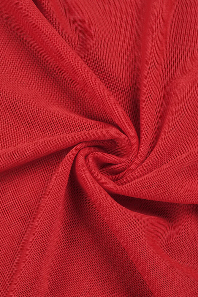 Strapless Draped Mesh Dress