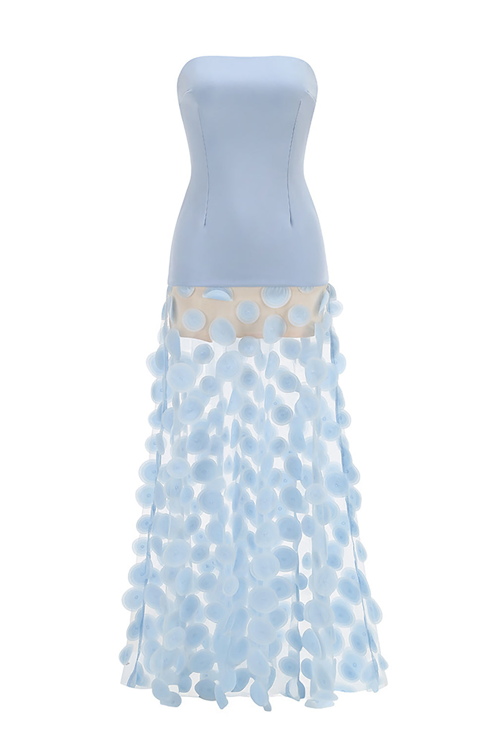 Strapless Flare Gown Aqua Blue