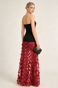 Strapless Flare Gown in Burgundy