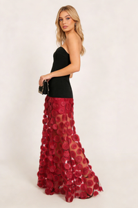 Strapless Flare Gown in Burgundy