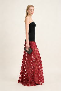 Strapless Flare Gown in Burgundy