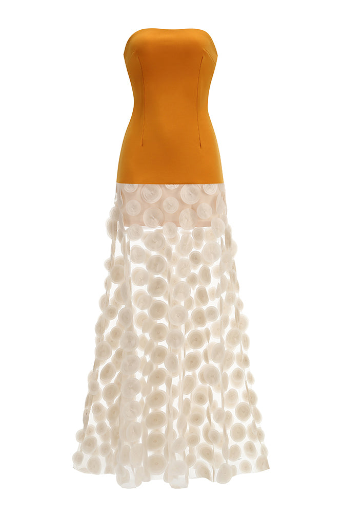 Strapless Flare Gown in Orange