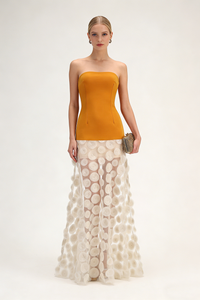 Strapless Flare Gown in Orange