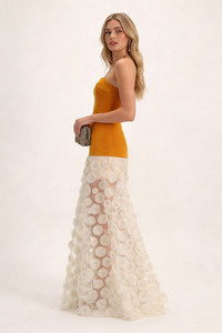 Strapless Flare Gown in Orange