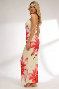 Strapless Floral Print Maxi Dress