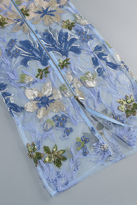 Strapless Flower Sequins Embellished Maxi Dress