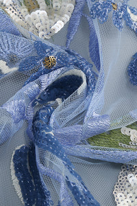 Strapless Flower Sequins Embellished Maxi Dress