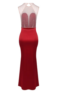 Strapless Fringe Dress with Fur Collar