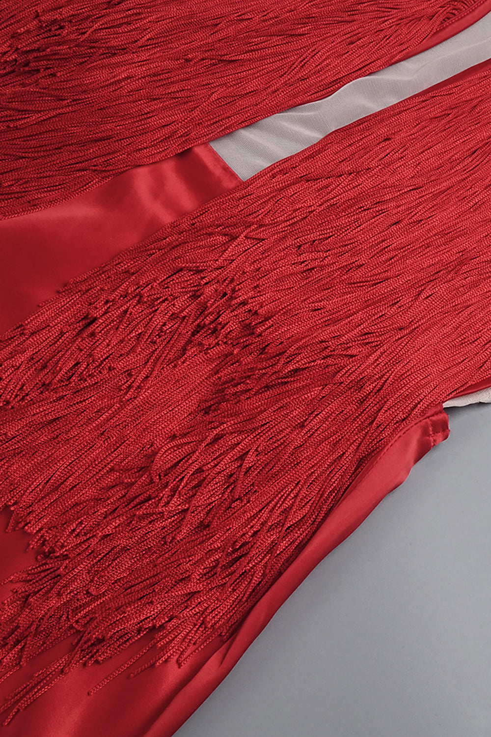 Strapless Fringe Dress with Fur Collar