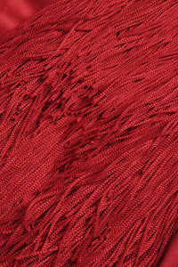 Strapless Fringe Dress with Fur Collar