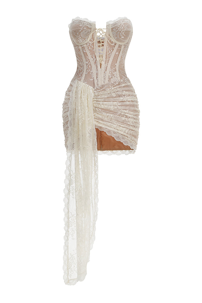 Strapless Lace Corset Mini Dress