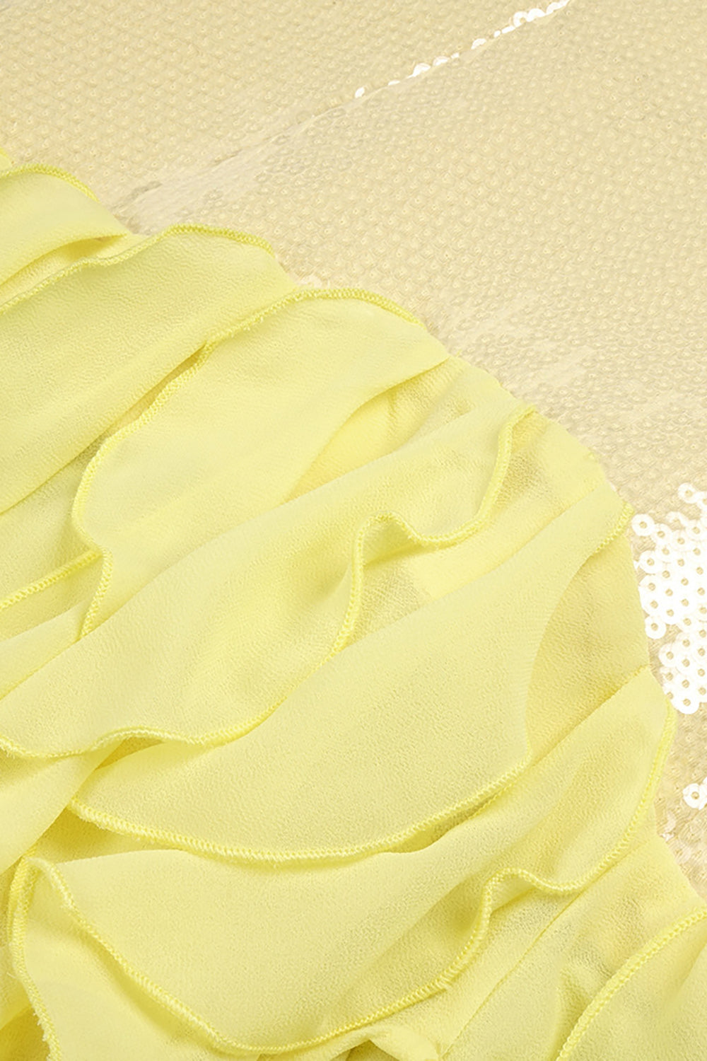 Strapless Sequin Ruffle Maxi Dress