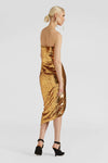 Strapless zip-up Asymmetric Sequin Dress