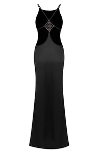 Strappy Backless-fishtail Maxi Dress in Black