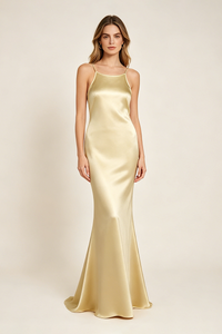 Strappy Backless-fishtail Maxi Dress in Gold