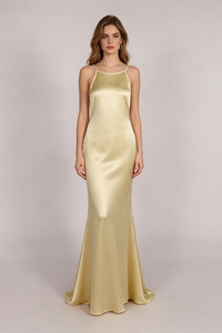 Strappy Backless-fishtail Maxi Dress in Gold