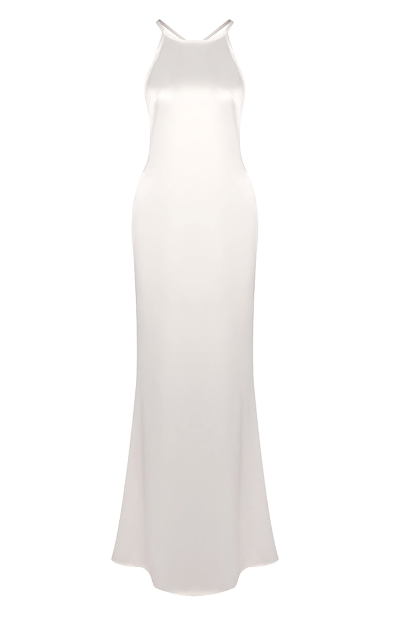 backless white dress maxi Strappy Backless-fishtail Maxi Dress in White – CHICIDA