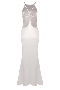 Strappy Backless-fishtail Maxi Dress in White