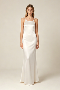 Strappy Backless-fishtail Maxi Dress in White