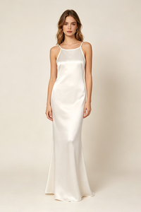 Strappy Backless-fishtail Maxi Dress in White
