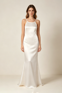 Strappy Backless-fishtail Maxi Dress in White