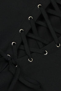Vestido Bandage De Rosetas Con Cuentas Y Tiras En Negro
