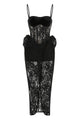Strappy Corset Lace Maxi Dress in Black