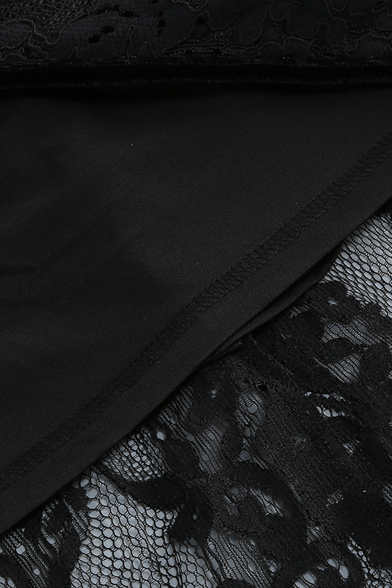 Strappy Corset Lace Maxi Dress in Black