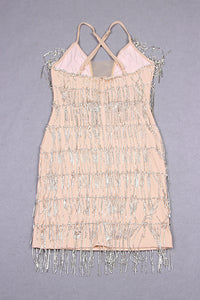 Strappy Crystal Fringe Mini Dress
