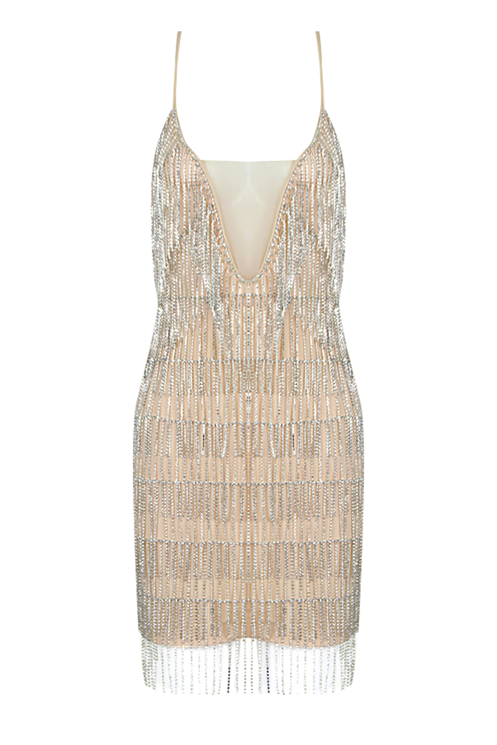 Strappy Crystal Fringe Mini Dress CHICIDA Strappy Crystal Fringe Mini Dress CHICIDA