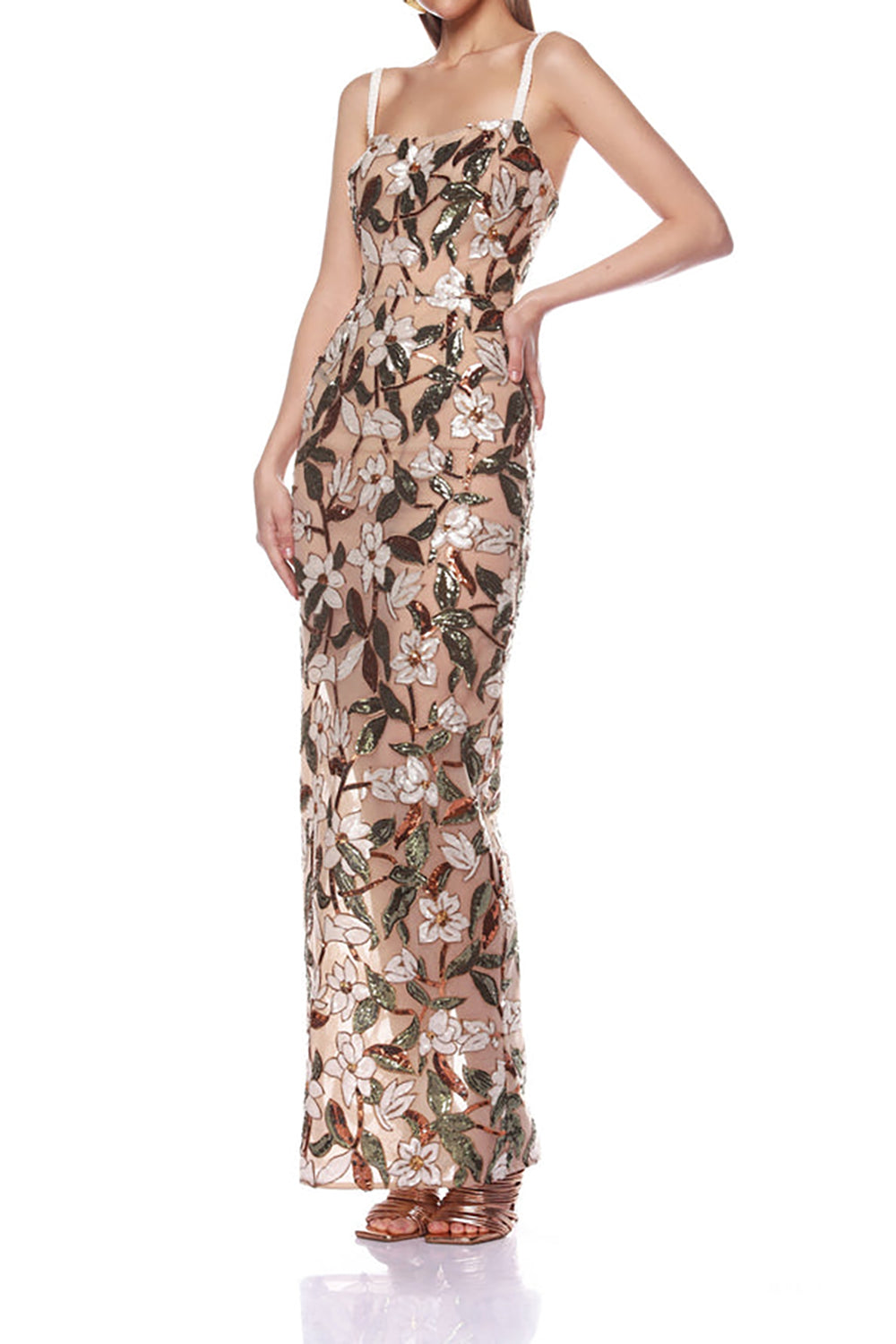 Strappy Dahlia Embroidered Maxi Dress CHICIDA Strappy Dahlia Embroidered Maxi Dress CHICIDA