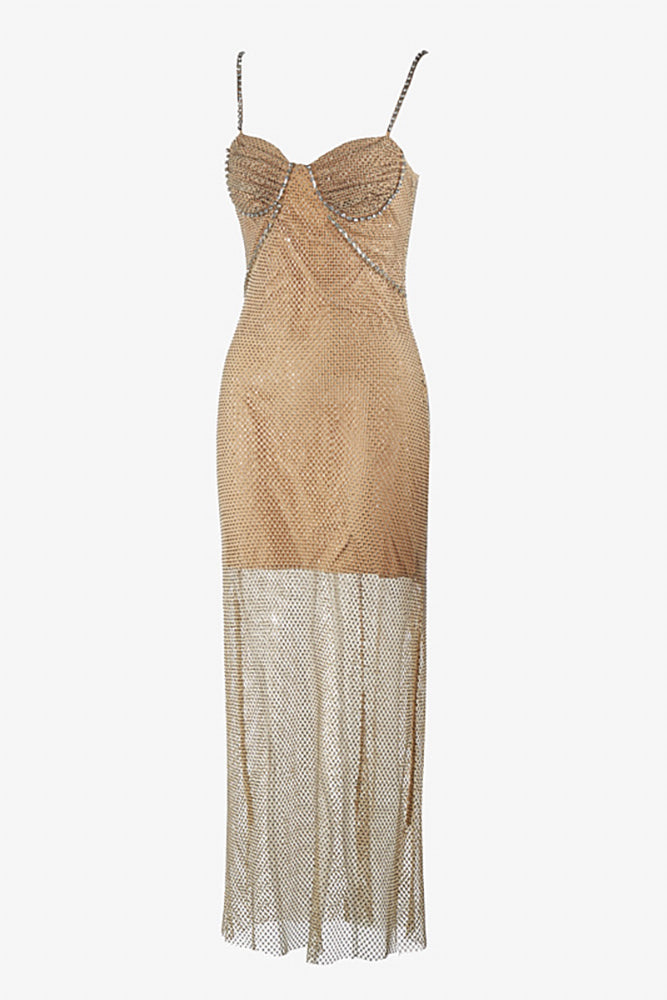 Hotfix Crystal-embellished Maxi Dress