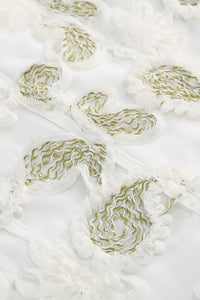 Strappy Floral Lace Midi Dress in White