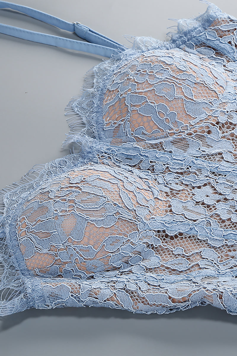Strappy Lace Column Midi Dress in Blue