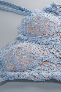 Strappy Lace Column Midi Dress in Blue
