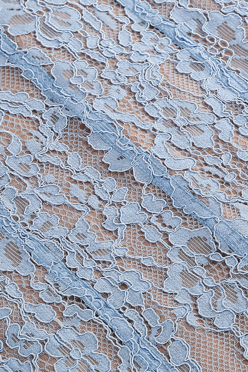 Strappy Lace Column Midi Dress in Blue