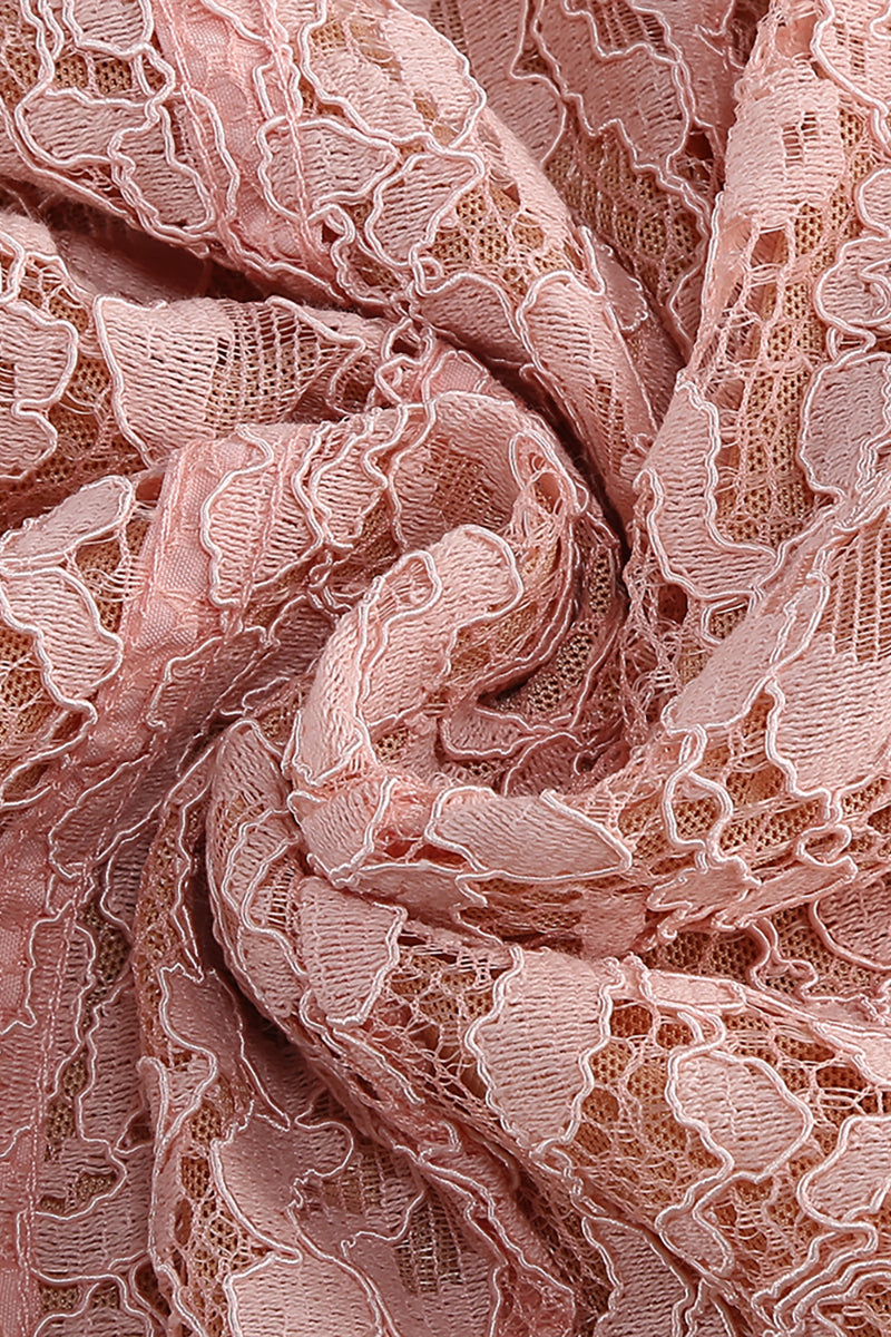 Strappy Lace Column Midi Dress in Pink
