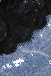 Strappy Lace Sequin Maxi Dress Blue Black
