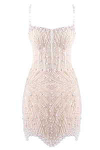 Strappy Pearl Embellished Bridal Dress