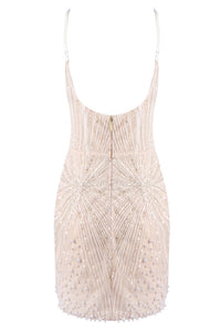 Strappy Pearl Embellished Bridal Dress