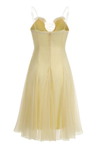 Strappy Petal Layerd Tulle A-line Dress