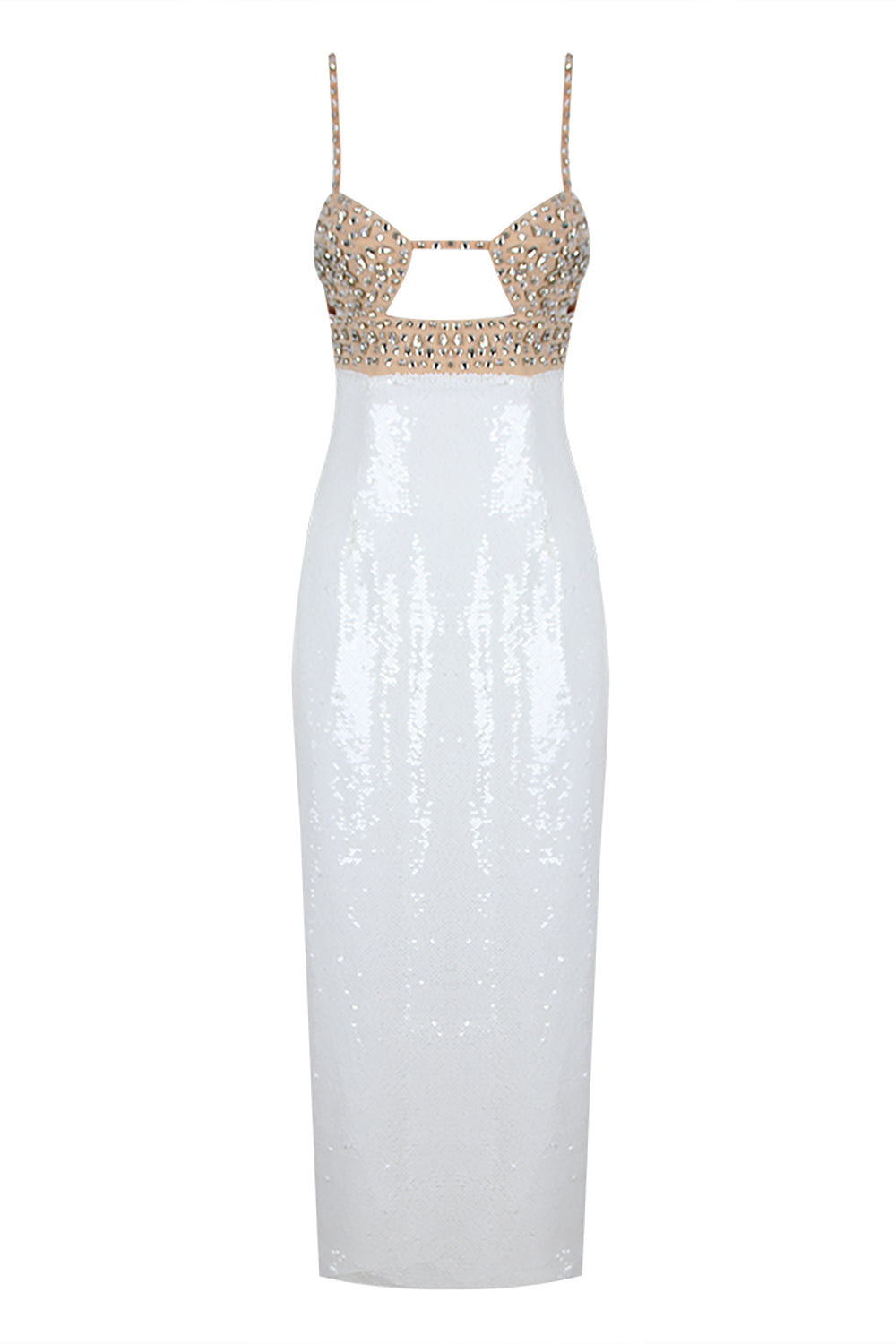 Strappy Rhinestone Cutout Sequin Dress CHICIDA Strappy Rhinestone Cutout Sequin Dress CHICIDA