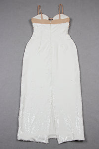 Strappy Rhinestone Cutout Sequin Dress