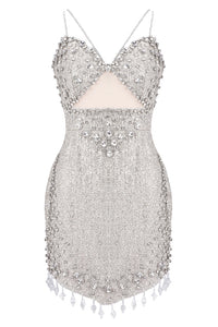 Strappy Rhinestone Embellished Mini Dress