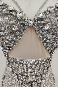 Strappy Rhinestone Embellished Mini Dress