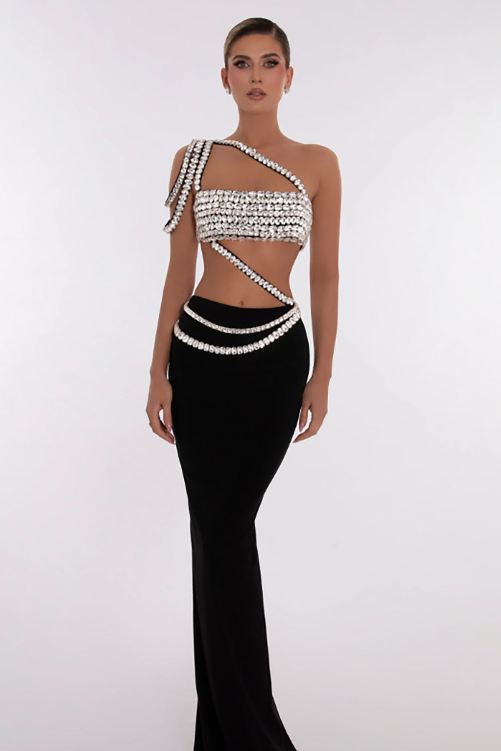 Strappy Rhinestone Maxi Dress