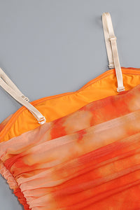 Strappy Ruched Mesh Maxi Dress