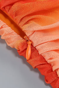 Strappy Ruched Mesh Maxi Dress