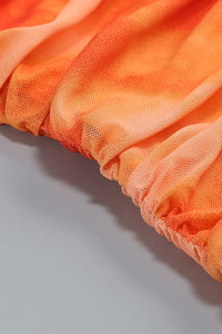 Strappy Ruched Mesh Maxi Dress