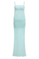 Strappy See-Through Gown in Aqua Blue
